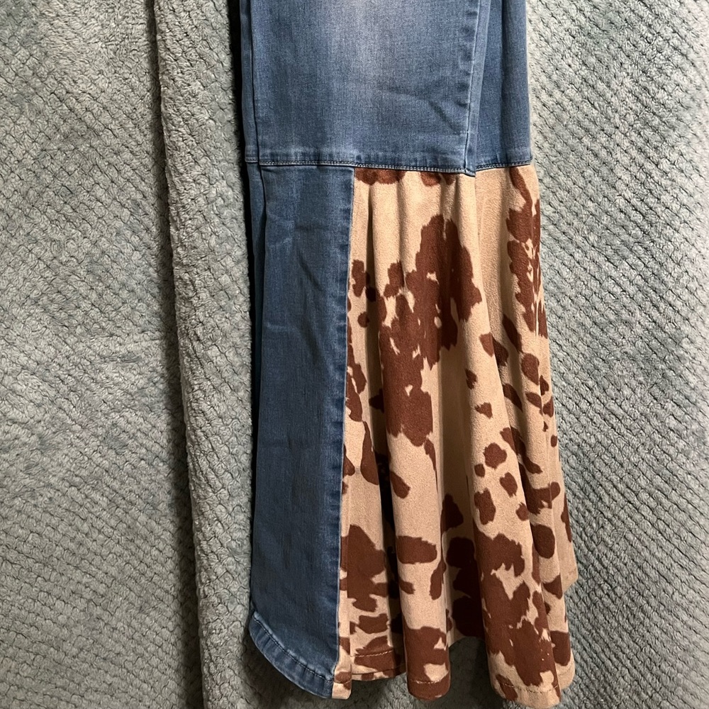 Cow print bellbottoms